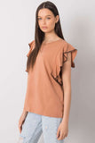 Frill Short Sleeve Blouse with Round Neckline