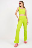 Chic Padded Top & High-Waist Wide Leg Pants Set