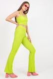 Chic Padded Top & High-Waist Wide Leg Pants Set