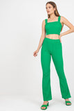 Chic Padded Top and High-Waisted Wide Leg Pants Set
