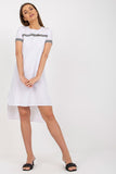 Asymmetrical Summer Dress with Short Sleeves and Patch Detail