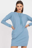 Long Sleeve Sweatshirt Dress with Tieback and Pockets