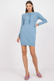 Long Sleeve Sweatshirt Dress with Tieback and Pockets