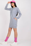 Long Sleeve Sweatshirt Dress with Tieback and Pockets