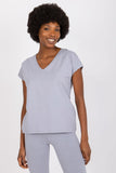 Heart Neckline Short Sleeve Straight Cut T-Shirt