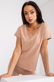 Heart Neckline Straight Cut Short Sleeve T-Shirt