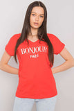 Heart-Neck Short Sleeve Tee with Decorative Inscription