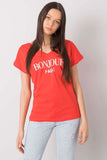 Heart-Neck Short Sleeve Tee with Decorative Inscription