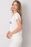 Heart Neckline Short Sleeve T-Shirt with Decorative Print