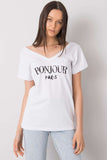Heart-Neck T-Shirt with Decorative Front Inscription