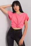 Frilled Short Sleeve Blouse with Round Neckline