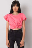 Frilled Short Sleeve Blouse with Round Neckline