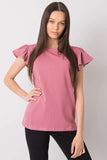 Frilled Short Sleeve Blouse with Round Neckline