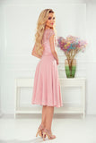 Chic Dirty Pink Chiffon Dress with Lace and Cutout Back
