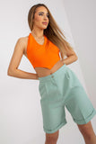 Stylish High-Waisted Shorts with Zipper and Button Closure