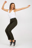 High-Waisted Tapered Leg Women's Pants with Belt