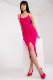 Ribbed Summer Pencil Dress with Decorative Front Buttons