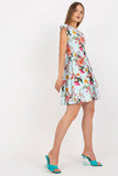 Floral Frill Summer Dress with Short Sleeves