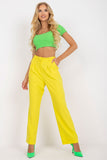 Wide Leg Fabric Pants with Zippered Closure and Pockets