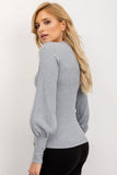 Ribbed Long Sleeve Blouse with Wide Cuffs