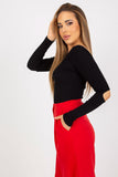 Elegant Long Sleeve Blouse with Boat Neck and Cutout Back
