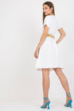 Flared Dress with Envelope Front and Braided Belt