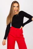 Elegant Long Sleeve Blouse with Boat Neck and Cutout Back