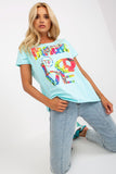 Decorative Print Short Sleeve Straight Cut Blouse