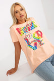 Decorative Print Short Sleeve Straight Cut Blouse