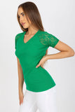 Elegant Heart Neckline Blouse with Lace Short Sleeves