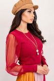 Elegant Blouse with Sheer Long Sleeves for Any Occasion