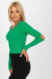Elegant Long Sleeve Blouse with Boat Neckline & Cutout