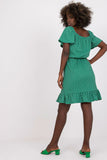 Ruffled Cotton Dress with Spanish Neckline and Frills