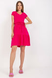 Flared Summer Dress with Ruffle Hem and Tie Waist
