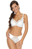Elegant Semi-Padded Lace and Mesh Bra with Decorative Detail