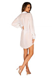 Airy Sexy Long Sleeve Button-Down Shirt with Side Slits