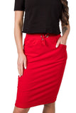 Elastic Waist Sweatshirt Skirt with Pockets and Ties