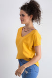 Short Sleeve Women's T-Shirt with Heart Neckline