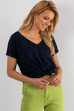 Heart Neckline Short Sleeve Women's T-Shirt in Cotton Blend