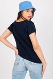 Heart Neckline Short Sleeve Women's T-Shirt in Cotton Blend