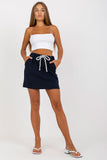 Elastic Waist Mini Skirt with Slip Pockets and Binding