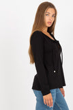 Long Sleeve Deep Neckline Blouse with Front Binding