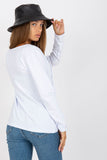 Long Sleeve Blouse with Deep Neckline and Front Binding