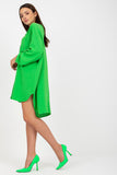 Asymmetrical Buttoned Shirt Dress with Long Sleeves & Slit