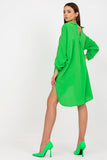 Asymmetrical Buttoned Shirt Dress with Long Sleeves & Slit