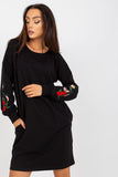 Embroidered Long Sleeve Tracksuit Dress with Pockets