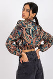 Chic Stand-Up Collar Blouse with Long Sleeves