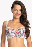 Elegant Semi-Soft Bra with Embroidered Cups and Mesh Trim