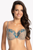 Elegant Semi-Soft Bra with Embroidery and Underwire Support