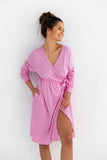 Elegant Long Sleeve Women's Bathrobe with Belted Design